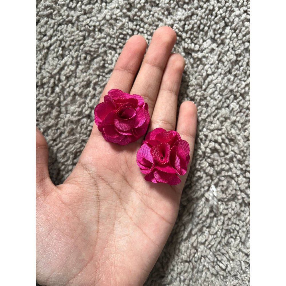 Fuchsia flower earring , pink flower studs , rose studs , dark pink flower petal